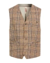 Bob Man Tailored Vest Camel Size 44 Cotton, Polyester, Elastane In Brown