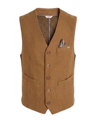 Bob Man Tailored Vest Sand Size 38 Acrylic, Polyester, Virgin Wool In Brown