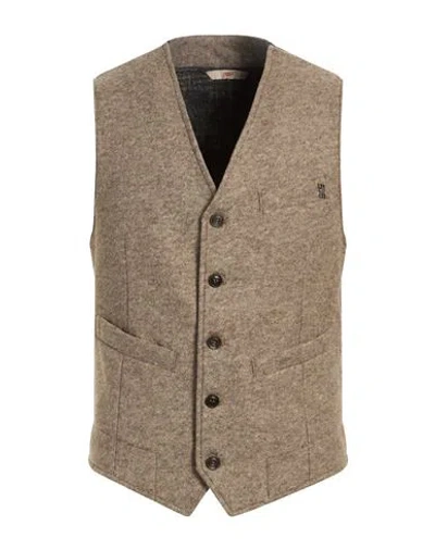 Bob Man Tailored Vest Taupe Size 38 Acrylic, Virgin Wool, Polyester In Grey