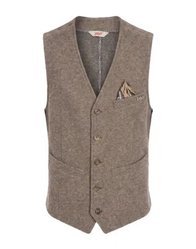 Bob Man Tailored Vest Taupe Size 44 Acrylic, Polyester, Virgin Wool In Brown