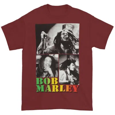 Bob Marley Mens's Collage T Shirt In Maroon In Red