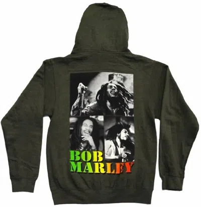 Bob Marley Mens's Collage Zip Hoodie In Green