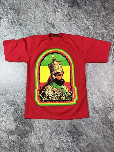 Pre-owned Bob Marley X Vintage 00s Rastafari Rasta Jamaica Historical Weed Bob Marley Tee In Red