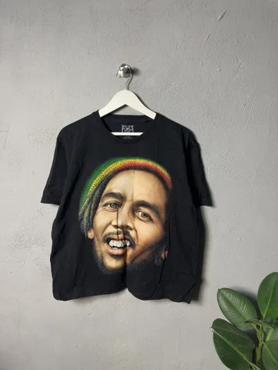 Pre-owned Bob Marley X Vintage Bob Marley Double Print T Shirt In Black