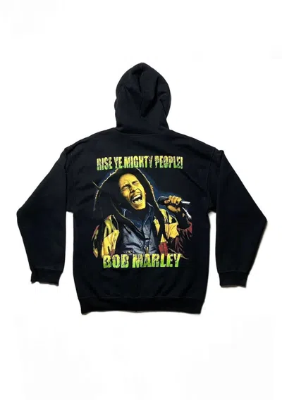 Pre-owned Bob Marley X Vintage Y2k Bob Marley Ganja Weed Jamaica 420 Artist Zip Hoodie In Black