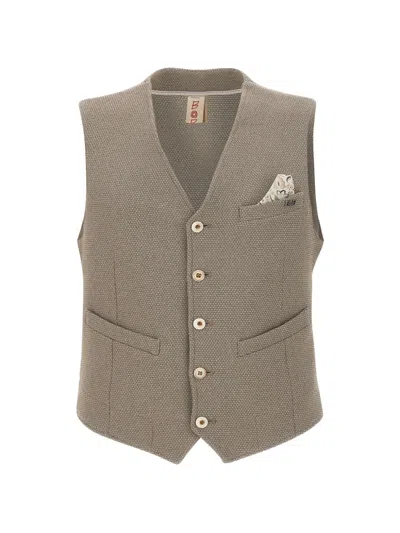 Bob Microtextured Button-up Waistcoat In Gray