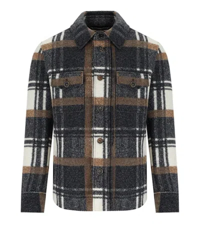 BOB PERCY CHECK GREY BROWN SHIRT JACKET