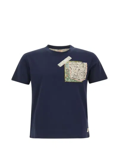 Bob Pocket Floral-patch T-shirt In Blue