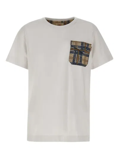 Bob Pocket Plaid-pattern T-shirt In White