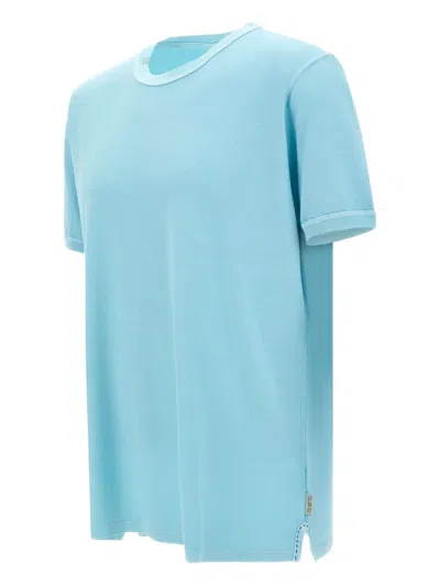 Bob Short-sleeved Side-slits T-shirt In Blue