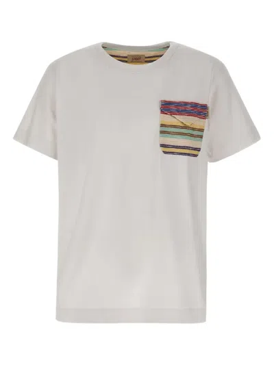 Bob Striped-pocket Crew-neck T-shirt In White
