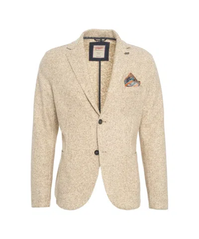 Bob Structured Beige Checkered Blazer With Elegant Lapel In Neutral