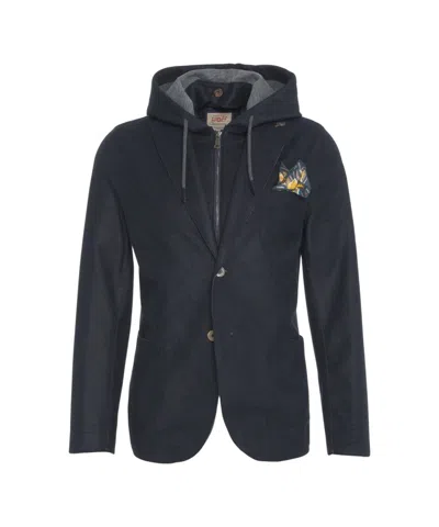 Bob Tailored Blazer With Hood And Colorful Pocket Square In Black