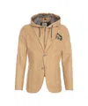Bob Tailored Camel Blazer With Hood And Concealed Zipper In Brown