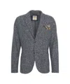 Bob Textured Grey Blazer With Decorative Pocket Square In Gray