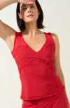 Bobbe Active V-neck Mesh-strap Tank In Red