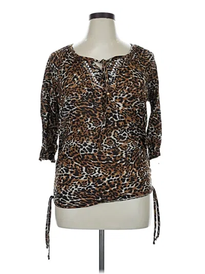 Pre-owned Bobbie Brooks 3/4 Sleeve Blouse In Brown