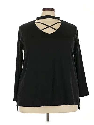Pre-owned Bobbie Brooks 3/4 Sleeve Top Black Keyhole Neckline Tops