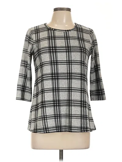 Pre-owned Bobbie Brooks 3/4 Sleeve Top Gray Square Neckline Tops