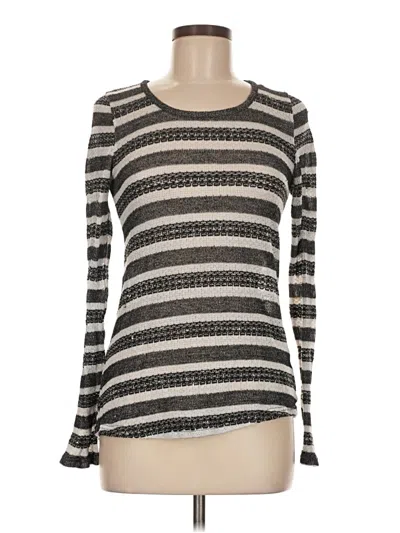Pre-owned Bobbie Brooks Long Sleeve Top Gray Boatneck Tops