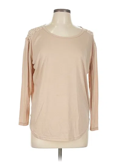 Pre-owned Bobbie Brooks Long Sleeve Top Tan Boatneck Tops In Brown
