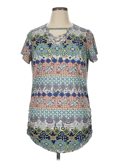 Pre-owned Bobbie Brooks Short Sleeve Blouse In Blue