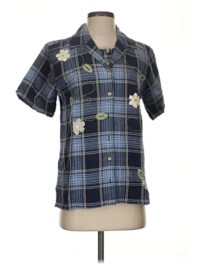 Pre-owned Bobbie Brooks Short Sleeve Blouse In Blue