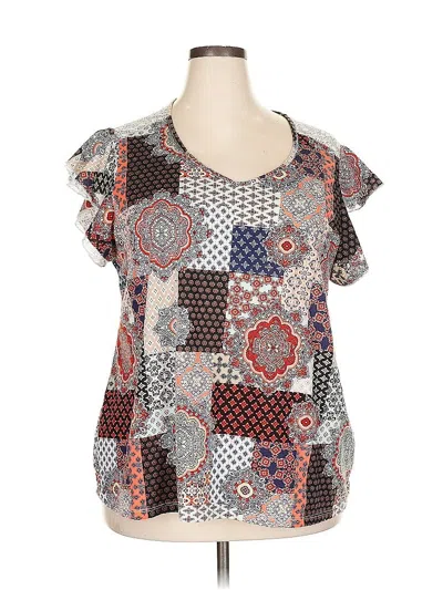 Pre-owned Bobbie Brooks Short Sleeve Blouse In Brown