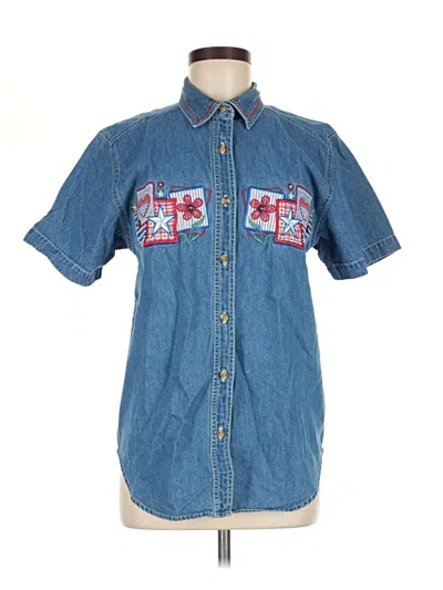 Pre-owned Bobbie Brooks Short Sleeve Button Down Shirt In Blue