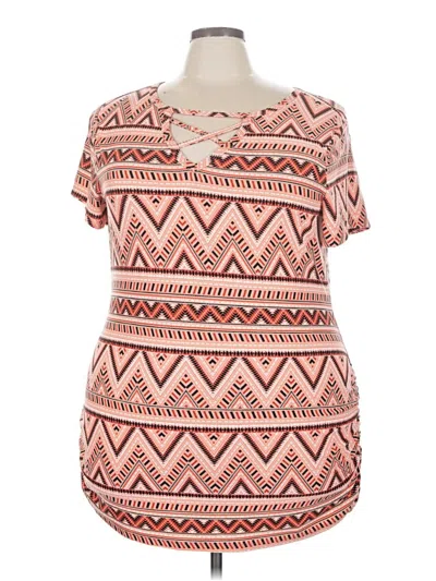 Pre-owned Bobbie Brooks Short Sleeve Top Pink Keyhole Neckline Tops