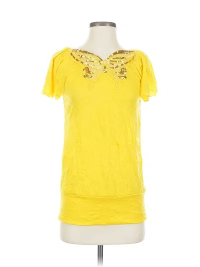 Pre-owned Bobbie Brooks Short Sleeve Top Yellow Scoop Neck Tops