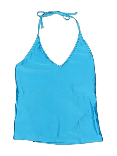 Pre-owned Bobbie Brooks Swimsuit Top Blue Solid Pattern Swimwear