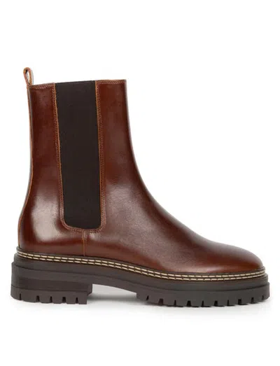 Bobbies Clover Flat Ankle Boots In Burgundy