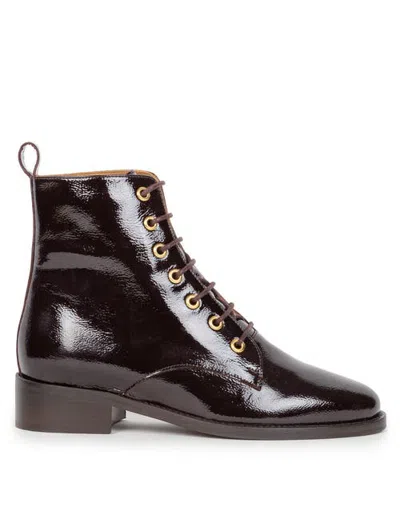 Bobbies Doria Flat Ankle Boots In Burgundy