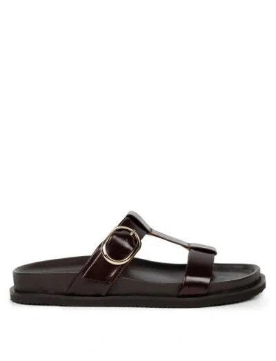 Bobbies Fajar Flat Sandals In Burgundy