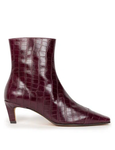 Bobbies Jeanne Flat Ankle Boots In Burgundy