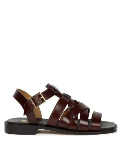 Bobbies Marlis Flat Sandals In Burgundy
