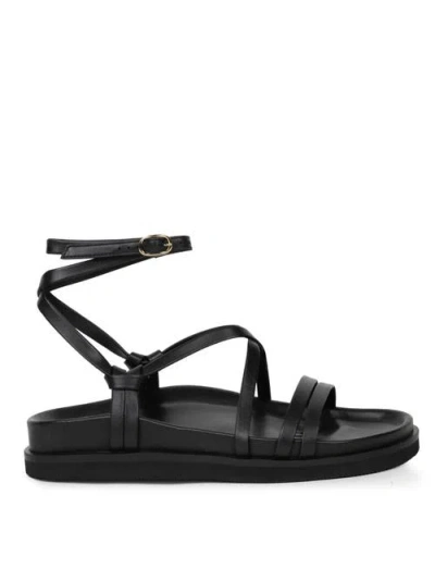 Bobbies Salina Flat Sandals In Black