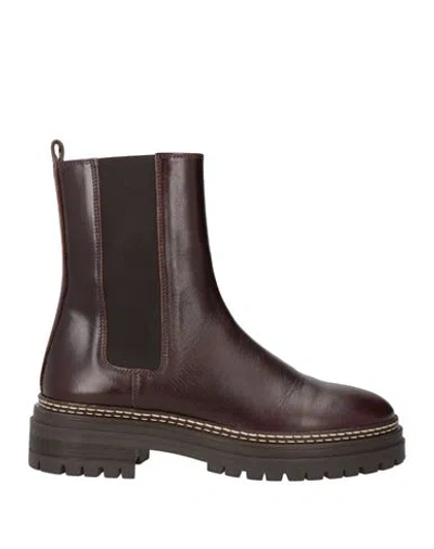 Bobbies Woman Ankle Boots Chocolate Brown Size 9 Lambskin