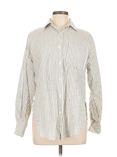 Pre-owned Bobbles & Lace Long Sleeve Button Down Shirt In White