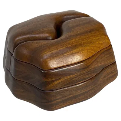 Pre-owned Bobby Falwell Sculptural Walnut Three-tier Swivel Jewelry Or Keepsake Box, 1977 In Brown