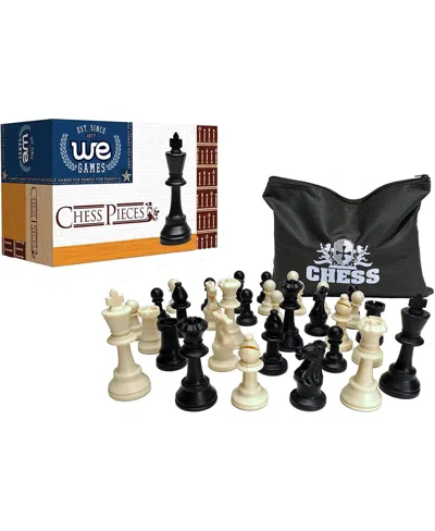 Bobby Fischer We Games Weighted Plastic Staunton Chess Pieces, 3.75 In King In Black