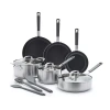 Bobby Flay Stainless Steel Ceramic Non-stick 12-pc. Cookware Set In Silver
