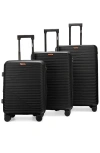 Bobcat Excavator 3 Piece Expandable Spinner Luggage Set With Tsa Lock In Black