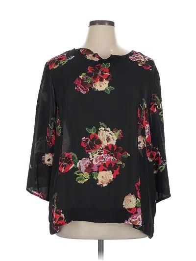 Pre-owned Bobeau 3/4 Sleeve Blouse In Black