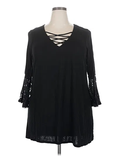 Pre-owned Bobeau 3/4 Sleeve Blouse In Black