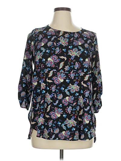 Pre-owned Bobeau 3/4 Sleeve Blouse In Black