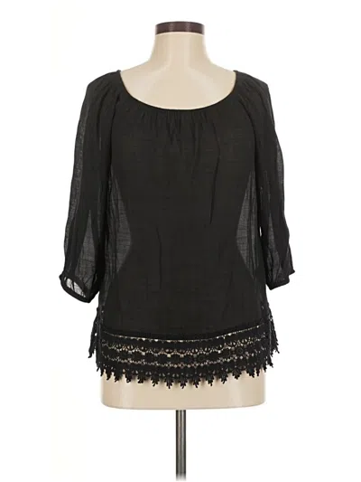 Pre-owned Bobeau 3/4 Sleeve Blouse In Black