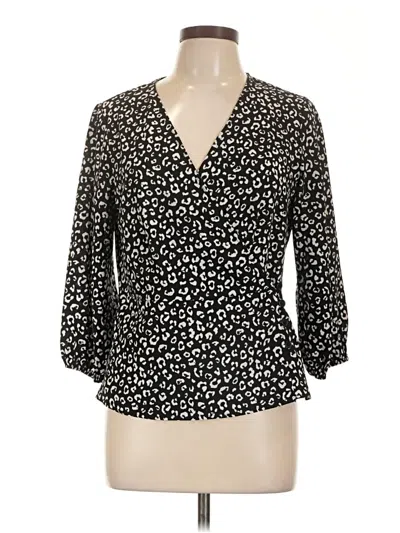 Pre-owned Bobeau 3/4 Sleeve Blouse In Black