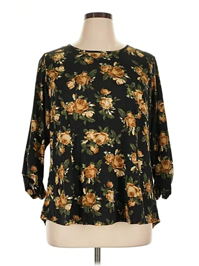 Pre-owned Bobeau 3/4 Sleeve Blouse In Black